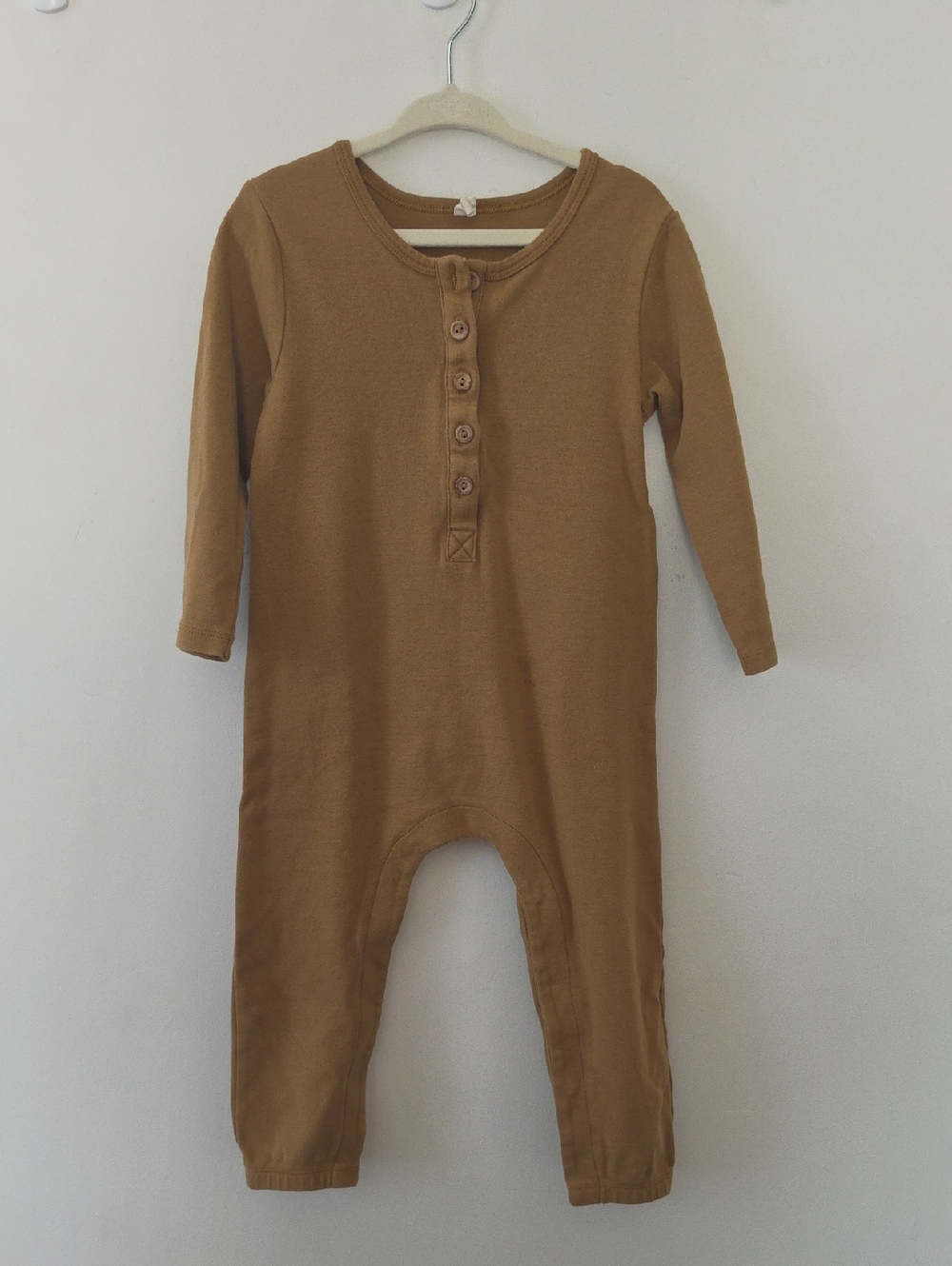 Quincy Mae Long-Sleeve One-Piece in Camel Brown 2-3 Yrs